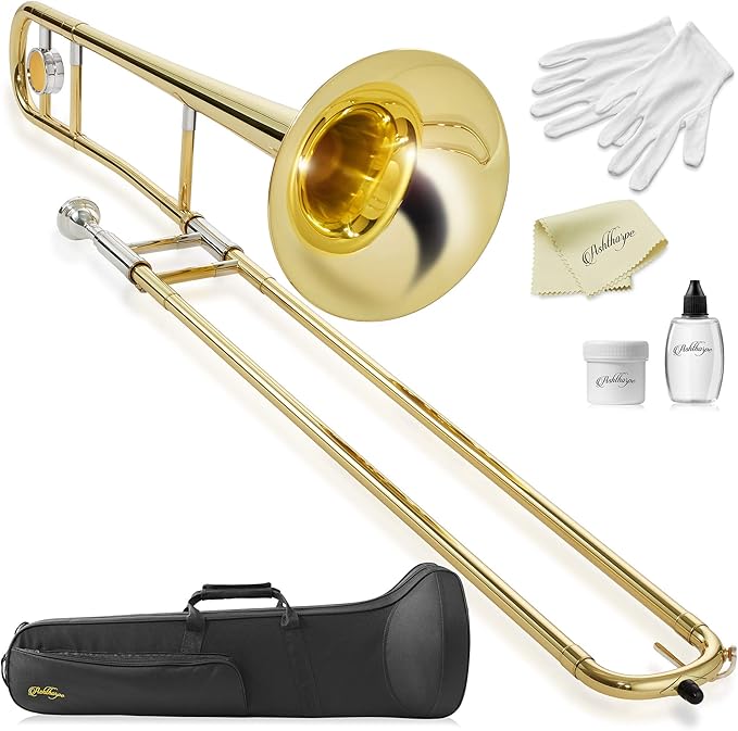 Ashthorpe Bb Tenor Slide Trombone with Gold Lacquer Finish